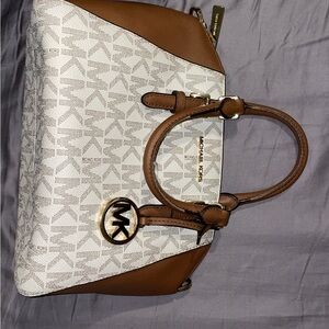 MICHAEL Michael Kors Brown and Cream Satchel